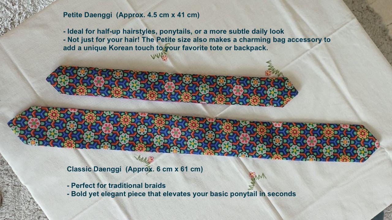 Handmade Daenggi Korean Hair Ribbon – Dancheong Pattern Hanbok Fabric ...