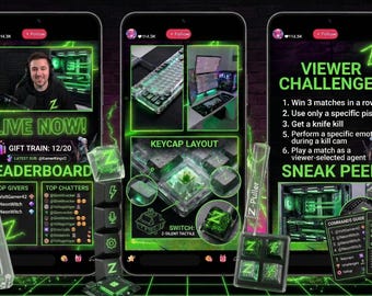 Superposiciones animadas de color verde neón para transmisiones de TikTok / Paquete vertical para creadores de contenido en vivo (descarga digital)