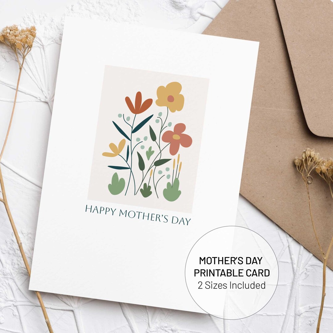Printable Floral Mother’s Day Card, Flowers, Mom Card, Instant Download ...