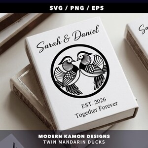 Mandarin Ducks SVG – Japanese Wedding Crest, Love Symbol Logo (Digital Download)