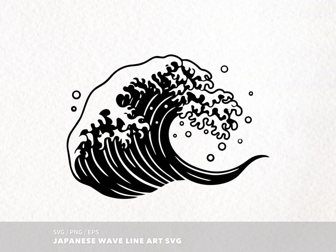 日本の波の線画SVG – ミニマリストな禅の海のカットファイル(SVG、PNG、eps) - Etsy 日本