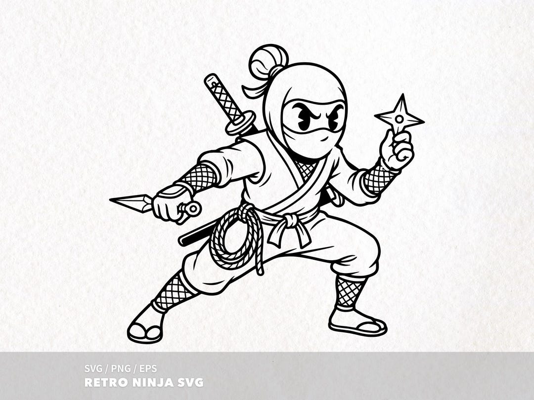 Retro Ninja Mascot SVG Cut File, Japanese Clipart (digital Download) - Etsy
