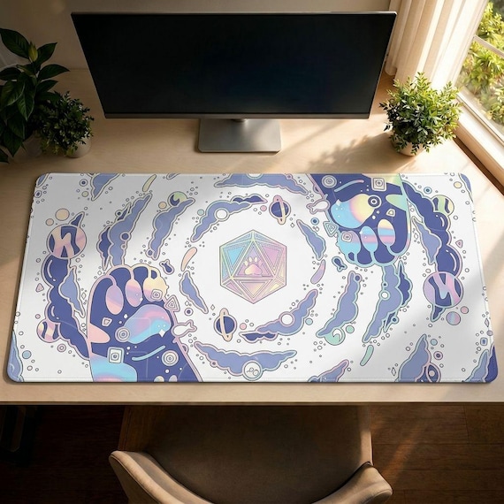 Anime Cat Paw Mouse Pad XXL, Aesthetic Desk Mat For Cozy Gamer Setup, Cute Purple Office Decor Gift, Extended Rubber Base Workspace Mousepad