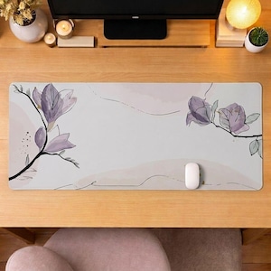 Alfombrilla de escritorio minimalista con estampado floral color crema, alfombrilla de trabajo con diseño abstracto, alfombrilla de ratón con estampado pastel para decoración de oficina, regalo suave para gamers, alfombrilla de escritorio para mesa.