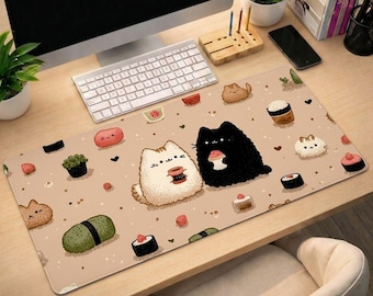 Kawaii Cat Desk Mat, Office Desk Accessories, Gaming Mouse Pad, Computer Accessory Extra Large Mousepad, Gamer Gift, Workspace Decor Gifts