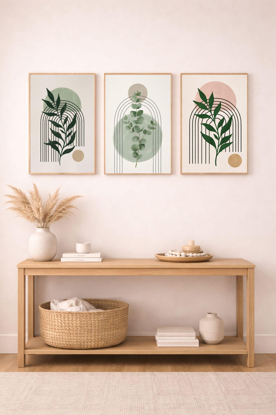 Set of 3 Botanical Prints, Sage Green Abstract Gallery Wall Art ...