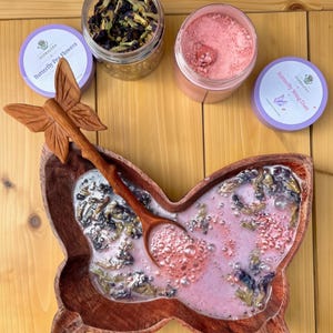 Butterfly Potion Kit | Color-Changing Nature Play Set | Handmade Wooden Bowl & Spoon | Montessori Sensory Gift for Kids | Fizzy Potion Set