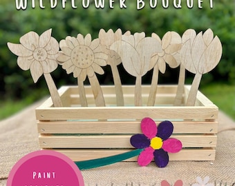 Forever Blooms: Drewniany bukiet z dzikich kwiatów | Dziecięce DIY: pomaluj własne kwiaty