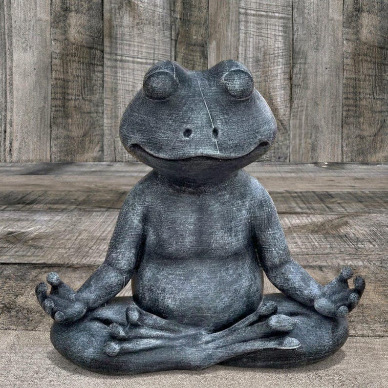 Concrete Zen Frog Statue Meditating Frog Figurine Stone Yoga Animal ...