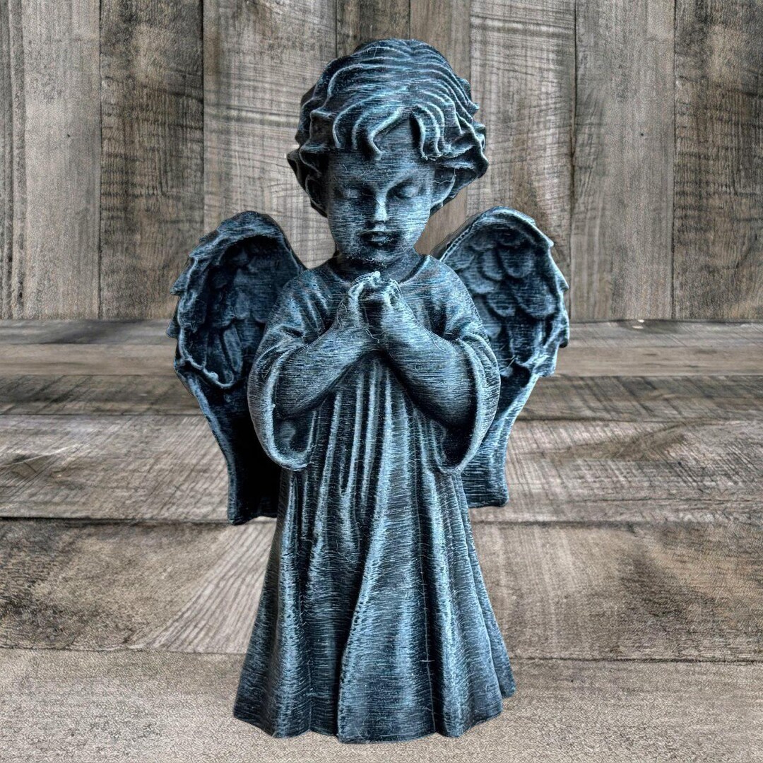 Concrete Praying Angel Statue Cherub Stone Figurine Memorial Garden ...
