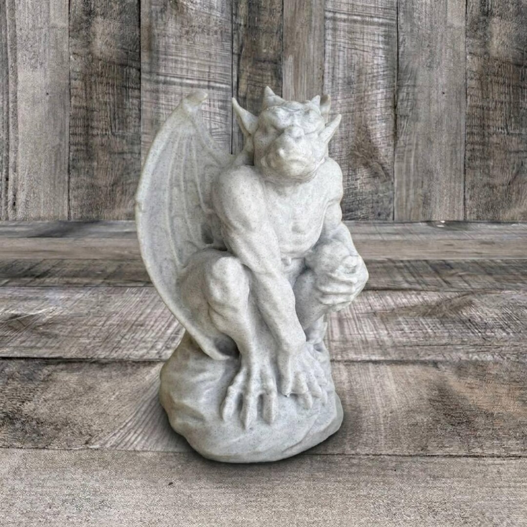 Concrete Gargoyle Statue Winged Gothic Garden Decor Outdoor Stone ...
