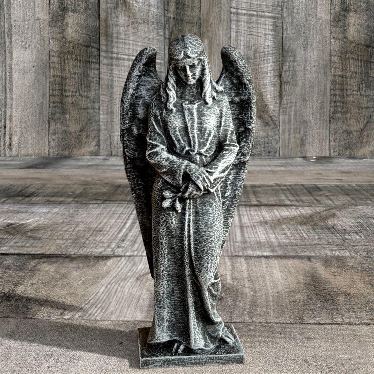 Concrete Angel With Flowers Statue Standing Angel Stone Figurine ...