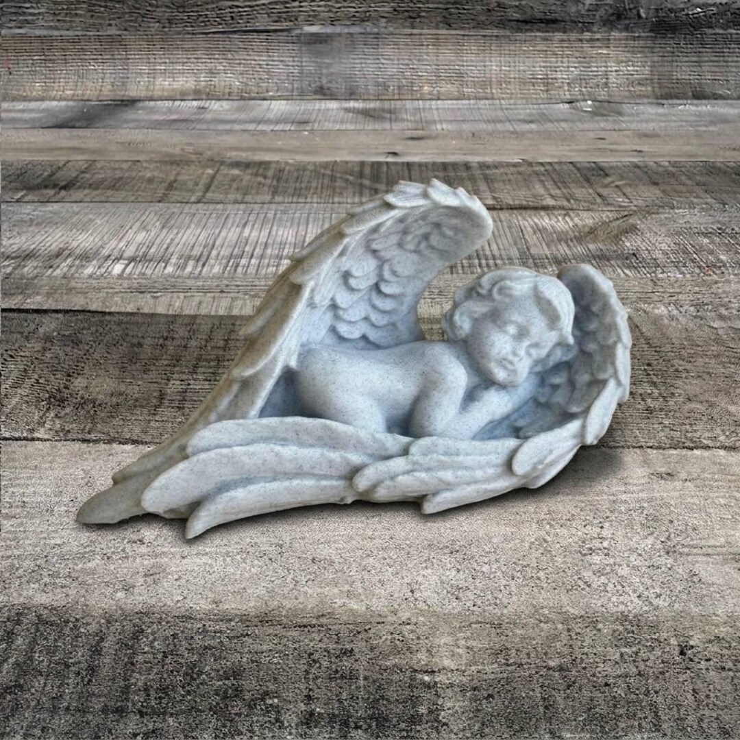 Concrete Sleeping Angel Statue Lying Cherub Garden Statue Outdoor Lawn ...