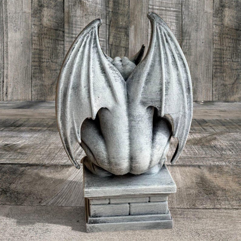 Concrete Gargoyle Statue Winged Demon Stone Figurine Gothic Garden ...