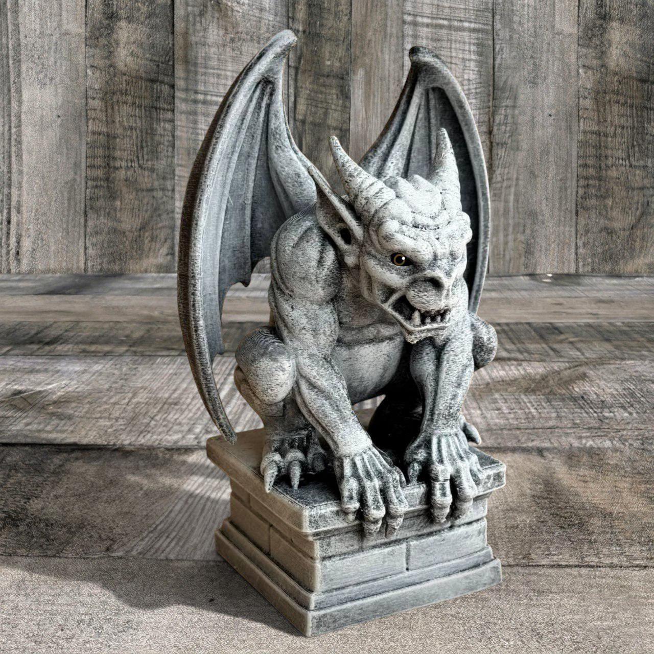Concrete Gargoyle Statue Winged Demon Stone Figurine Gothic Garden ...
