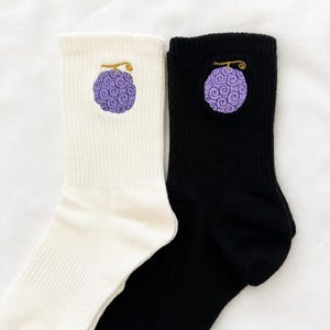 Embroidered Gum Gum Fruit Socks | One Piece Luffy Accessory (100% Cotton)