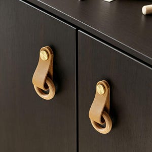 Colorful Leather Cabinet Handle Soft Kids Room Drawer Pull Genuine Leather Wardrobe Knob Dresser Furniture Hardware