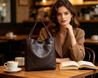Women’s Vintage Waxed Leather Tote Bag Large Shoulder Handbag Soft Pocket Purse Everyday Shopper Bag