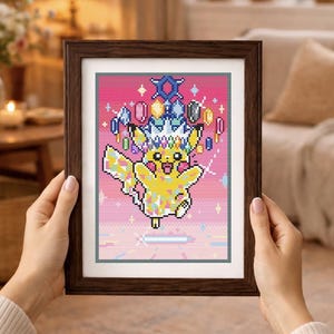Pikachu EX, 277/217, Ascended Heroes, Pokemon card cross stitch, PDF Pattern only, FREE tutorial, cross stitch pattern, download fr/en