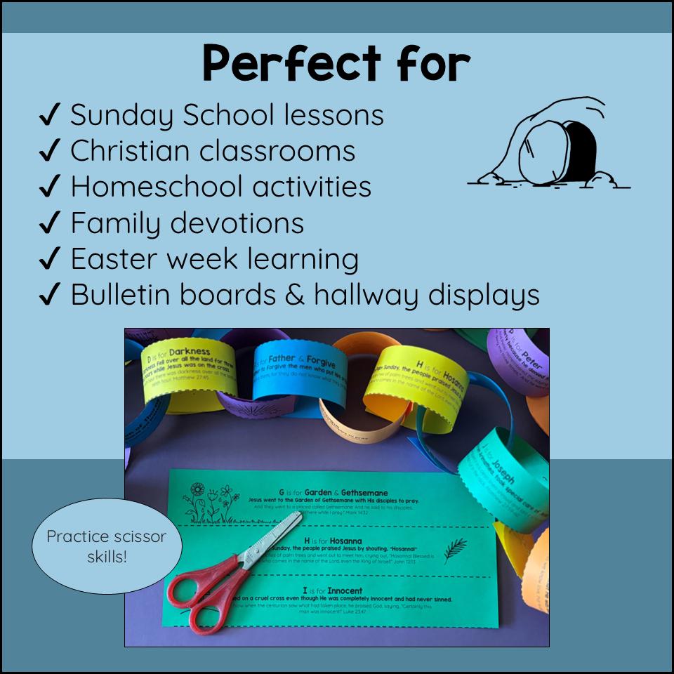 Scripture Chain Paper Christian Easter ABC Paper Chain Craft – Jesus’ Death & Resurrection ...
