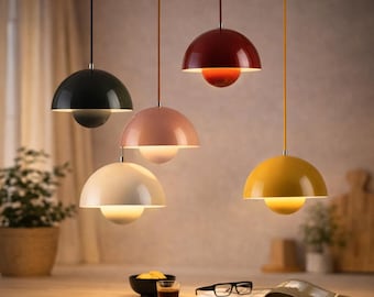 Pendant Lights Modern – Nordic Semicircle Hanging Lamp, Minimal Ceiling Light for Kitchen Bedroom