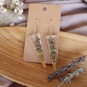 pendientes con lavanda triangulos
