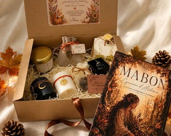 Caja Mabon – Kit para el ritual del equinoccio de otoño – Celebración, gratitud y abundancia – Velas, joyas, incienso y folleto