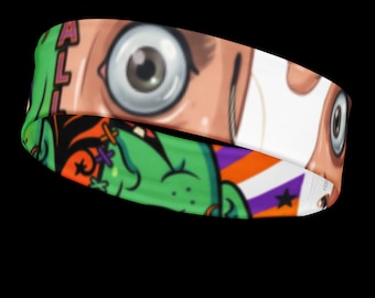 Uncanny Valley Headband | Ghost in the Machine Witch-AI Split Face, All-Over Print Sport Headband