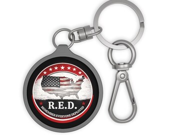 R.E.D. Remember Everyone Deployed Keyring | American Flag Map Keychain