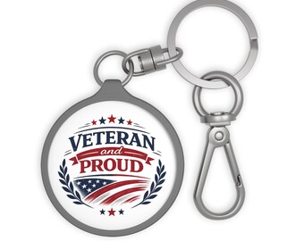 Veteran and Proud Keyring | American Flag Patriotic Military Keychain