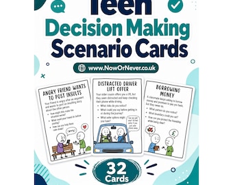 Teen Decision Making Scenario Cards, Printable Resource for Teens, Therapy School Activity, Digital Download