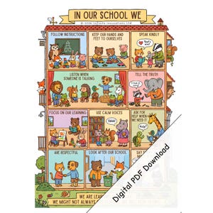 In Our School We - Printable Poster for School Rules and Positive Behaviour (Digital PDF Download)
