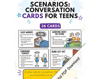 Anxiety Scenarios: Conversation Cards for Anxious Teens - Printable Resource (Digital PDF Download)