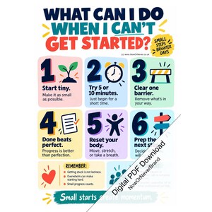 Hoe begin je? Motivationele ondersteuning: printbare poster, strategieën voor het starten in kleine stappen voor ouders, verzorgers en professionals