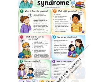 Tourette Syndrome Printable PDF, Tics Information Guide for Parents, Carers and Schools, Digital Download