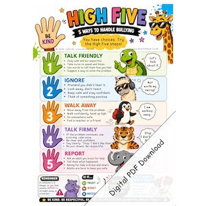 High Five: 5 sätt att hantera mobbning (digital nedladdning av antimobbning i PDF-format)