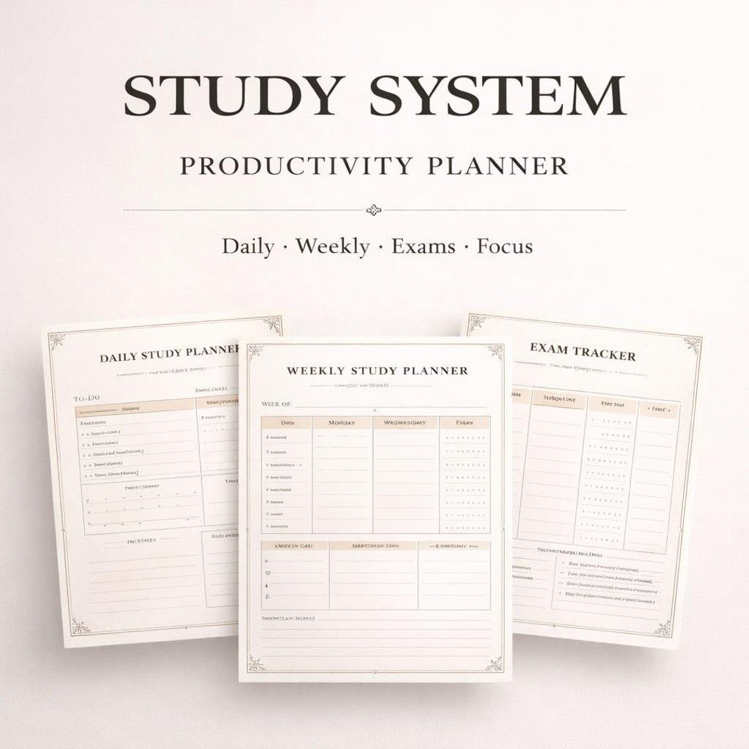Student Study Planner | Daily, Weekly, Exam Tracker (printable PDF ...