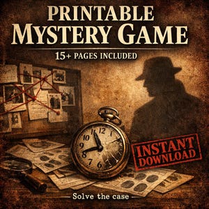 Utskrivbart detektivfallsspel med mysterier (nedladdning direkt)