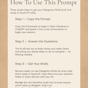 Bundel met AI-bedrijfsprompts: SOP-builder, delegatiedecoder, onboarding-architect (digitale download) afbeelding 7