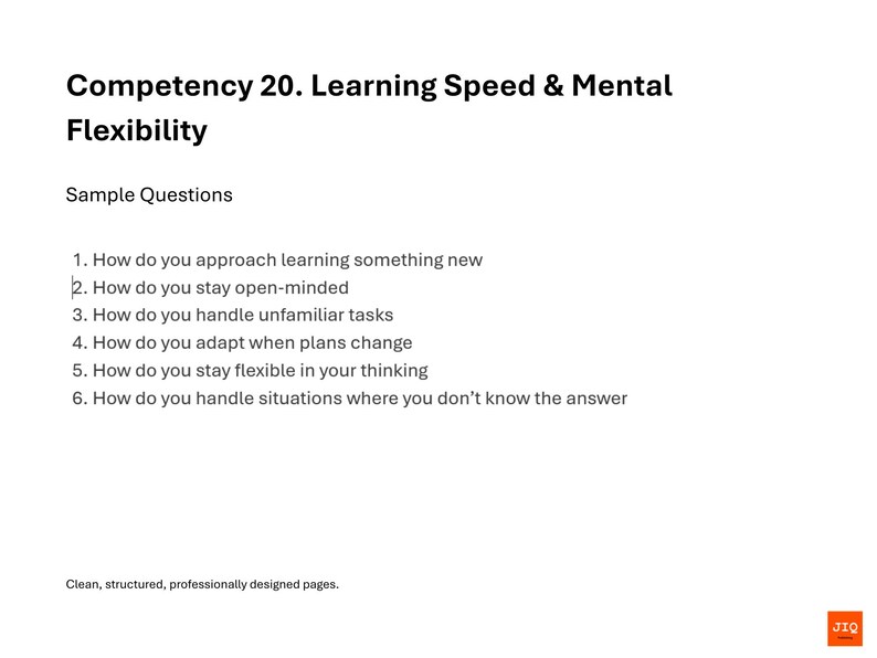 Learning Agility Interview Question Pack – 50 Questions – Job Interview ...