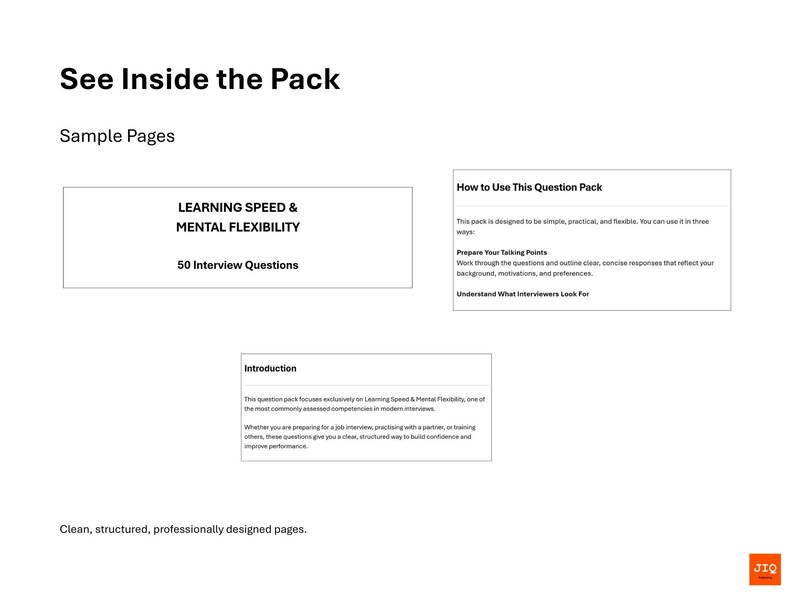 Learning Agility Interview Question Pack – 50 Questions – Job Interview ...