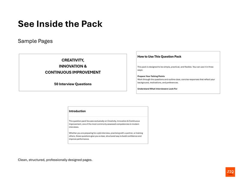 Creativity Interview Question Pack – 50 Questions – Job Interview Prep ...