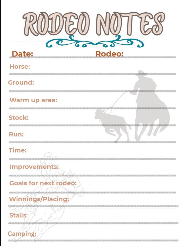 Free Printable Rodeo Numbers Printable Rodeo Planner and Expense Tracker - Etsy
