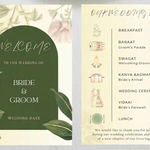 Minimalist Hindu Wedding Ceremony Guide | Editable Indian Program Fan (Digital Download)