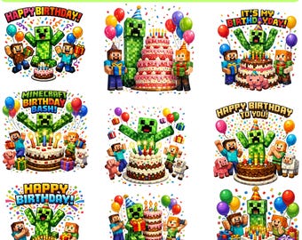 私の誕生日PNGバンドル｜ゲーマーキッズパーティークリップアート（デジタルダウンロード）