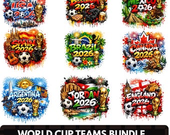 ワールドカップ2026 PNGクリップアートバンドル - サッカー代表チーム（デジタルダウンロード）