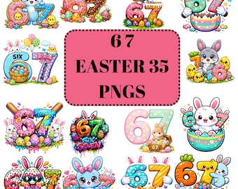 イースターバニーのクリップアート、面白い67 PNG、子供向けイースターデザイン（即時ダウンロード）