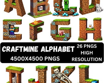 ゲーマーフォント｜私のアルファベット文字PNG（デジタルダウンロード）