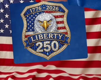 アメリカ建国250周年記念イーグルラインストーンPNG、愛国的な花柄国旗昇華プリントデザイン（デジタルダウンロード）
