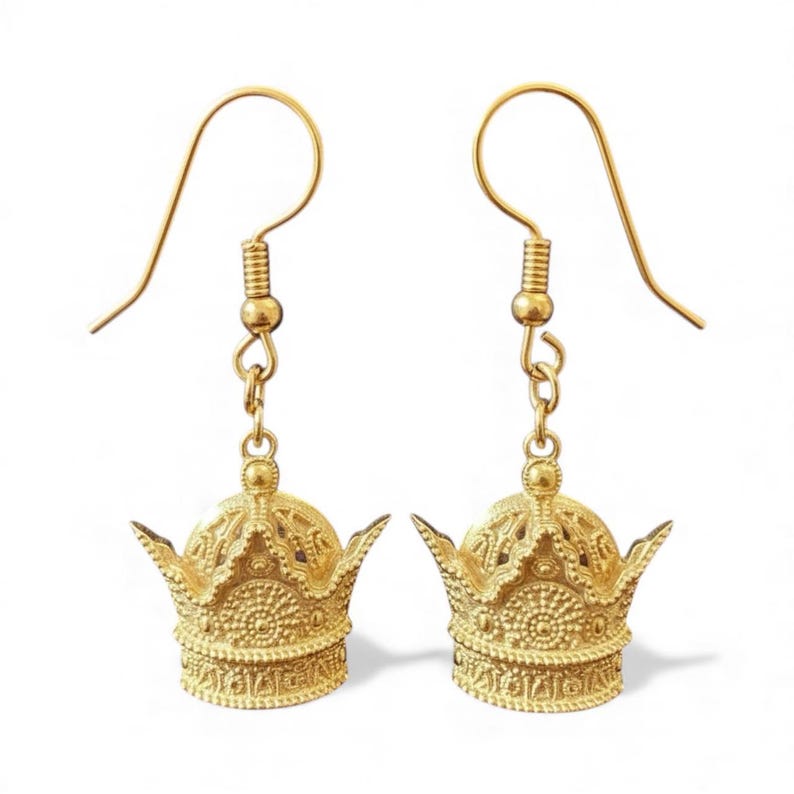 Imperial lion & sun earrings: persian pahlavi crown jewelry, 925 silver gold plated earrings,persia, made in turkey